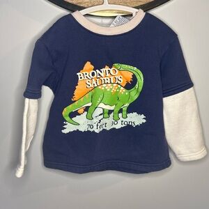 Vintage Buddy Boys-Brontosaurus Kids Shirt - Blue and White 4T
